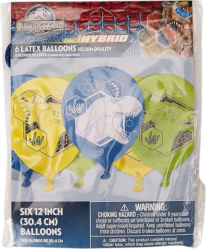 Globos de látex Jurassic World, varios colores, 12 pulgadas, paquete de 6
