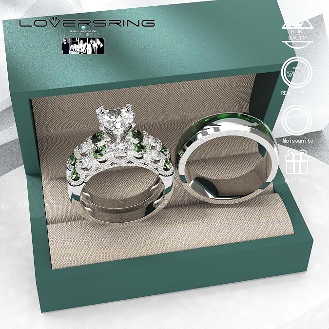 Wedding Ring Sets His And Hers Promise Ring Wedding Ring Sets His And Hers Couples Women 925 Sterling Silver Moissanite Man Sterling Silver Wedding Band
