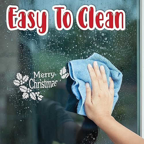 Miniatura 5 de Kit de spray de nieve y plantillas navideñas, 13 onzas, cuatro plantillas navideñas de 5 x 5 pulgadas, divertido kit de decoración de ventanas