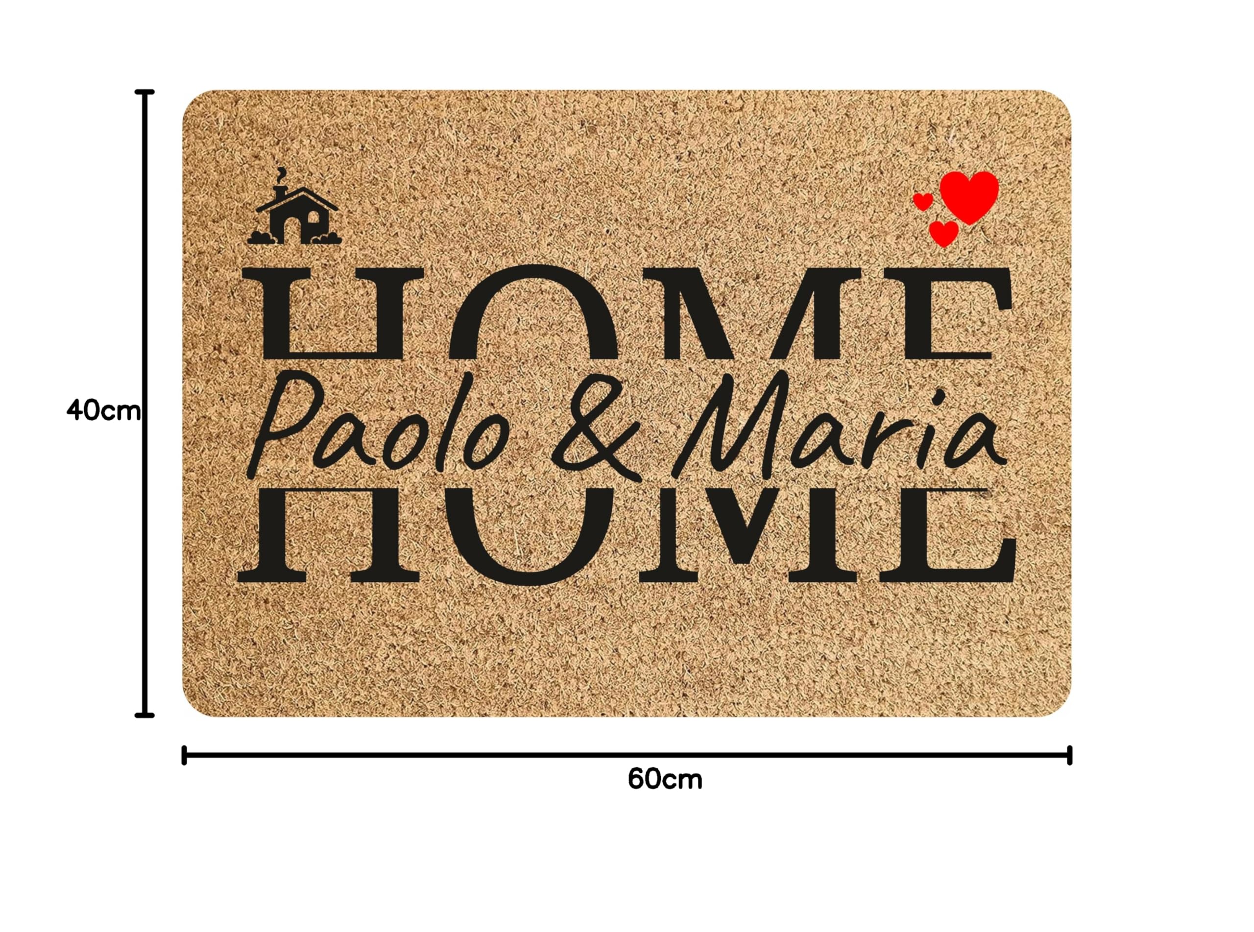 Colorfamily Tappeto Zerbino personalizzato con nome Famiglia Home Ingresso Casa 60x40 cm
