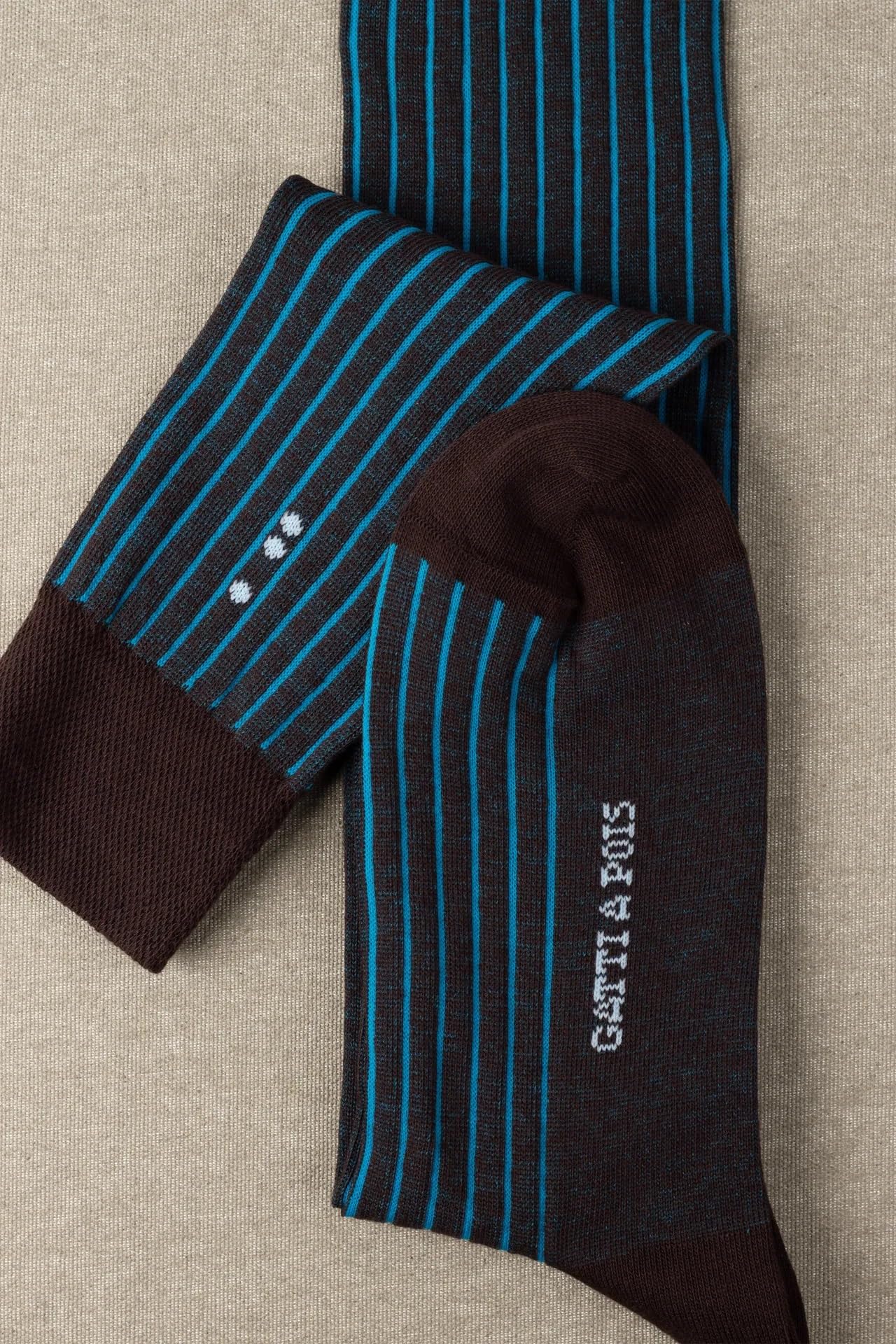 GATTI A POIS Box da 5 Paia di Calze Lunghe Eleganti, Mix di Fantasie in Caldo Cotone e Filo di Scozia, Marrone e Blu Nippon, Made in Italy