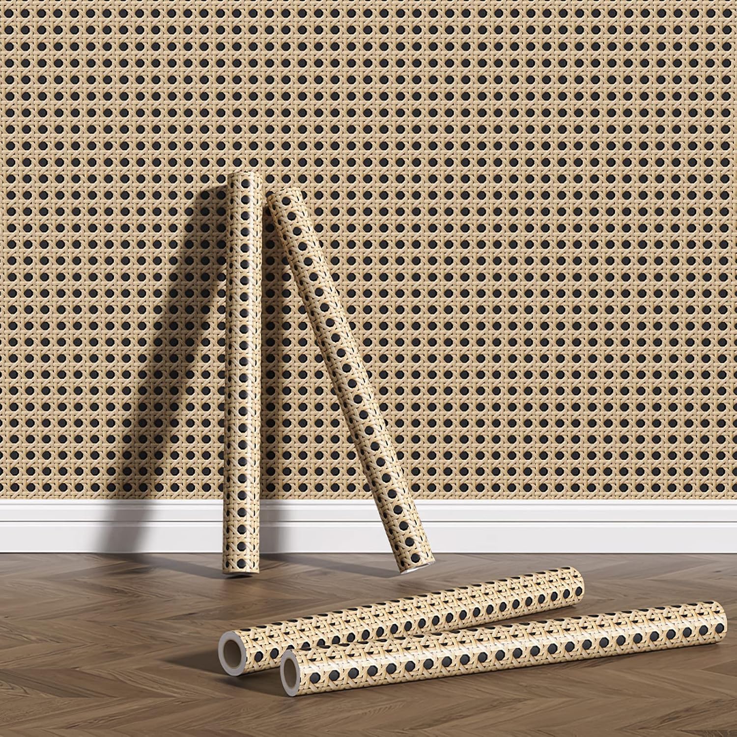 Rattan Weaving Peel and Stick Wallpaper for Bedroom Furniture Paper