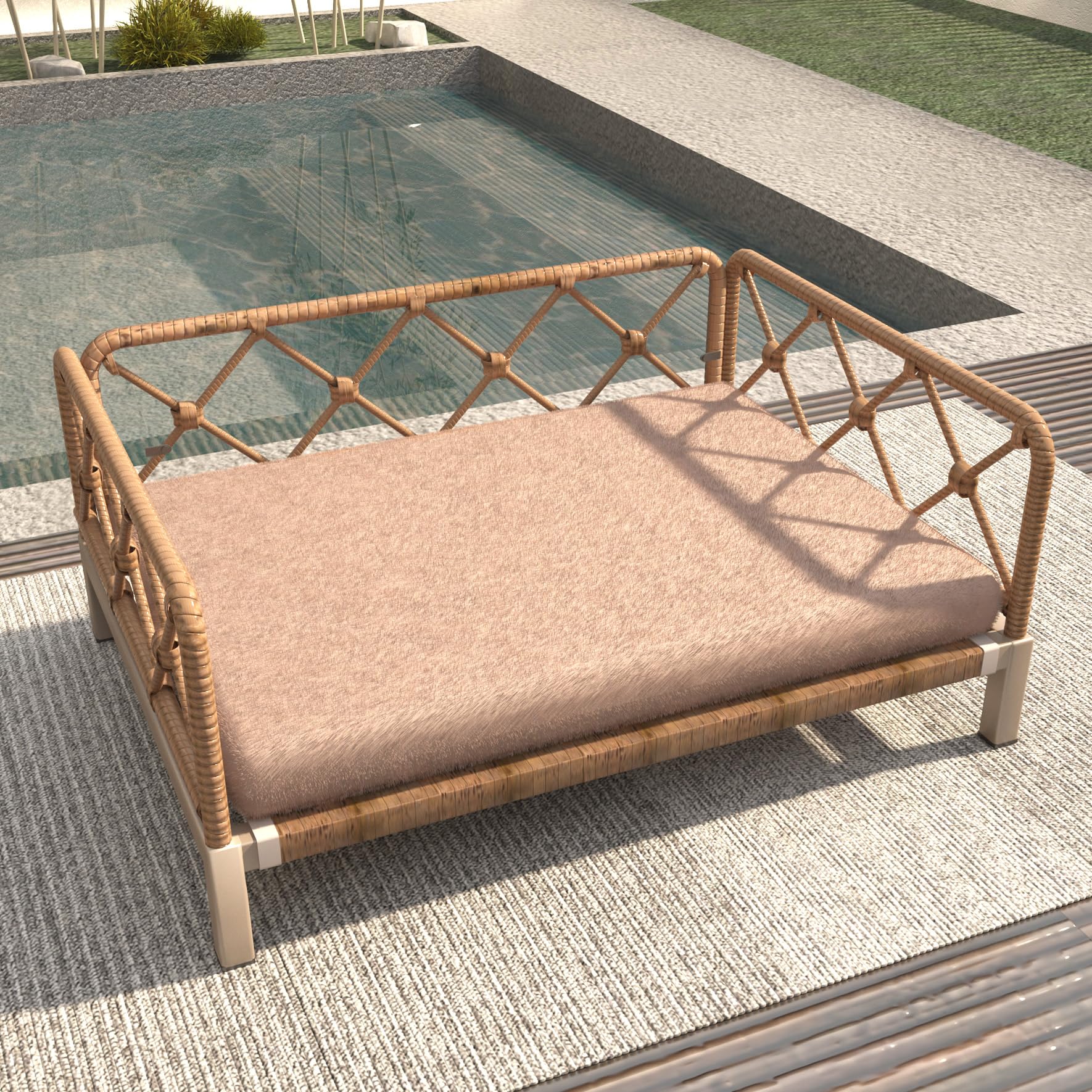 Elevated Waterproof Dog Beds for Large Dogs with Egg Crate Foam Support Pet Bed, Outdoor Dog Sofa Bed PE Wicker Orthopedic Pet Couch Bed with Washable Removable Cushion - image 7