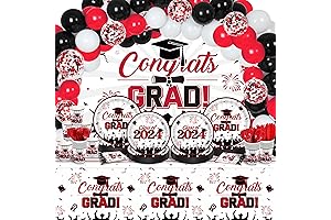Complete Red Black White 2023 Graduation Party Supplies & Decorations