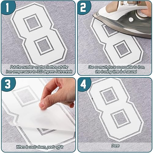 Miniatura 4 de 24 piezas de números de transferencia de calor de jersey 0 a 9 para uniforme de equipo, camiseta deportiva, fútbol, baloncesto, béisbol (blanco con