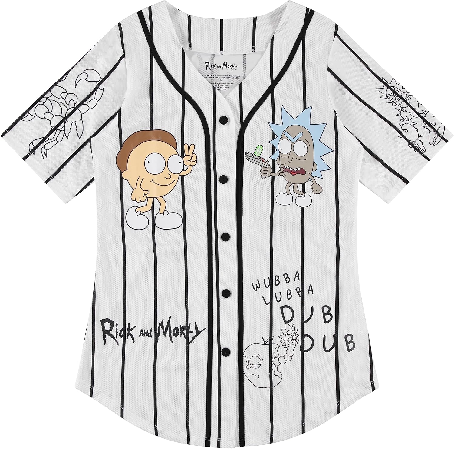 RICK AND MORTY Ladies Jersey Ladies Baseball Jersey - Rick & Morty Mesh Button Down Jersey