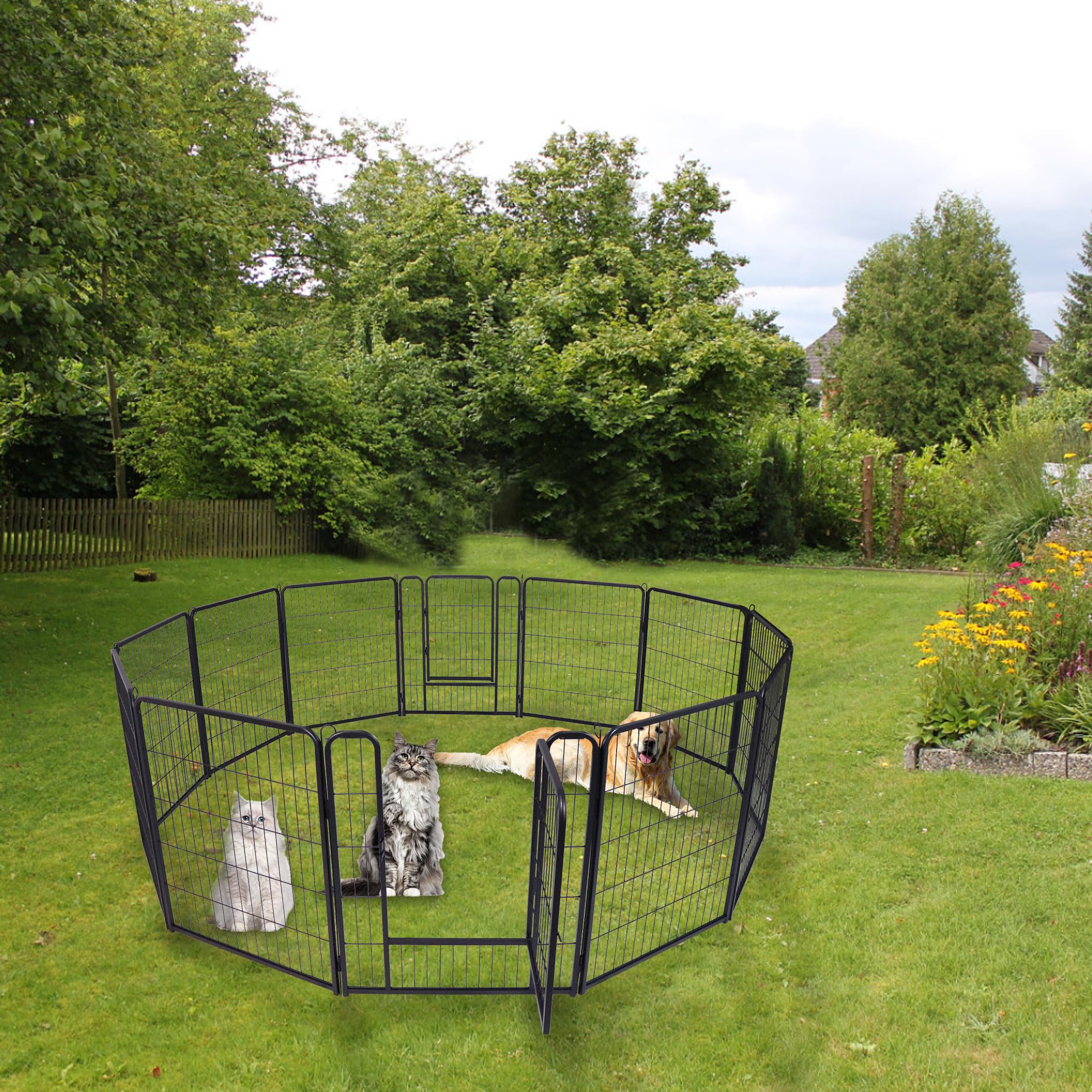 UISEBRT Recinzione per cuccioli con porta, box per cani, flessibile, pieghevole, per cani, gatti, cuccioli, conigli (65 x 80 cm, 12 pezzi)