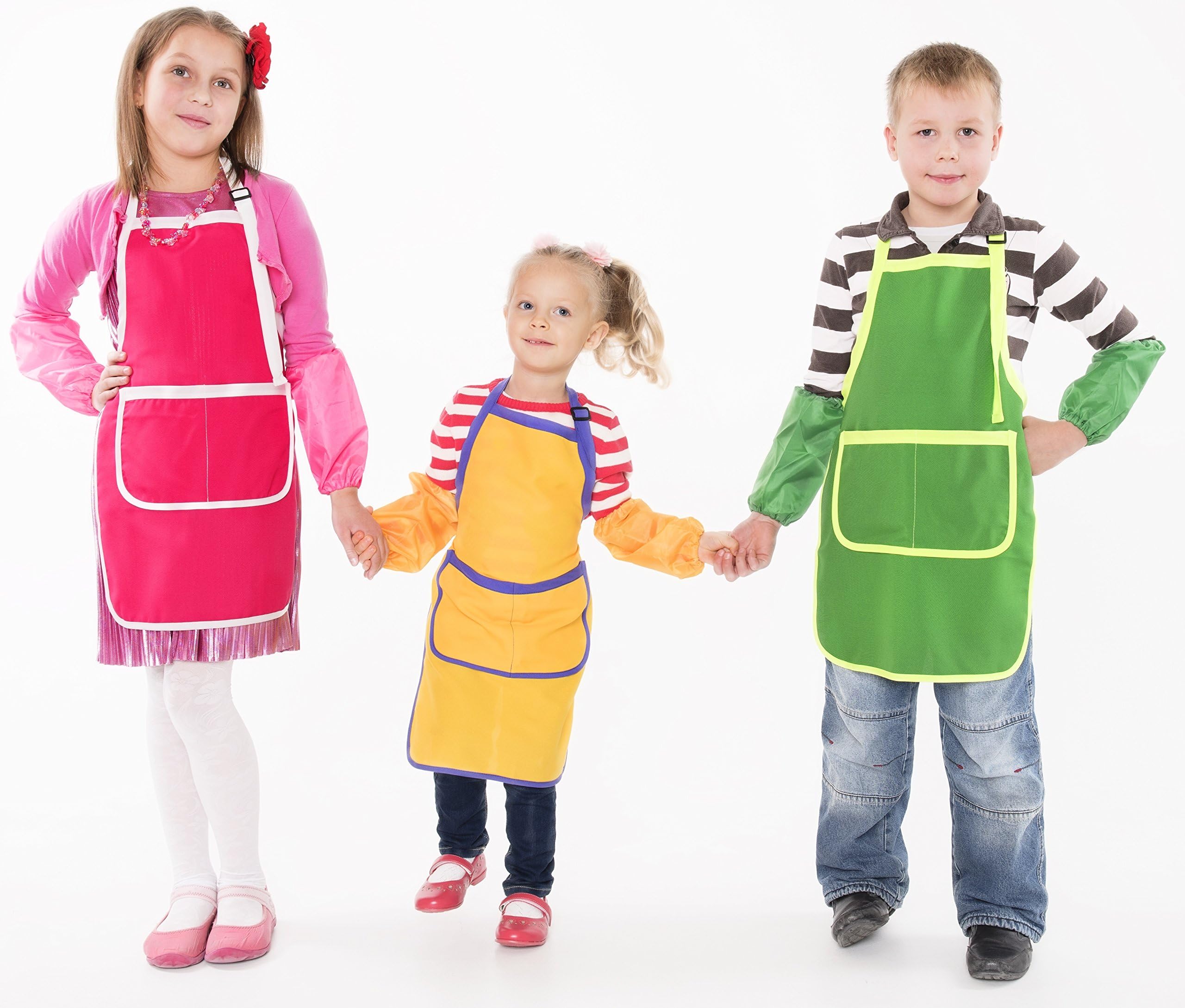 VinnCom Apron for Kids for Painting & Cooking. for Boys, Girls, Toddlers. Waterproof Sleeves & Pockets