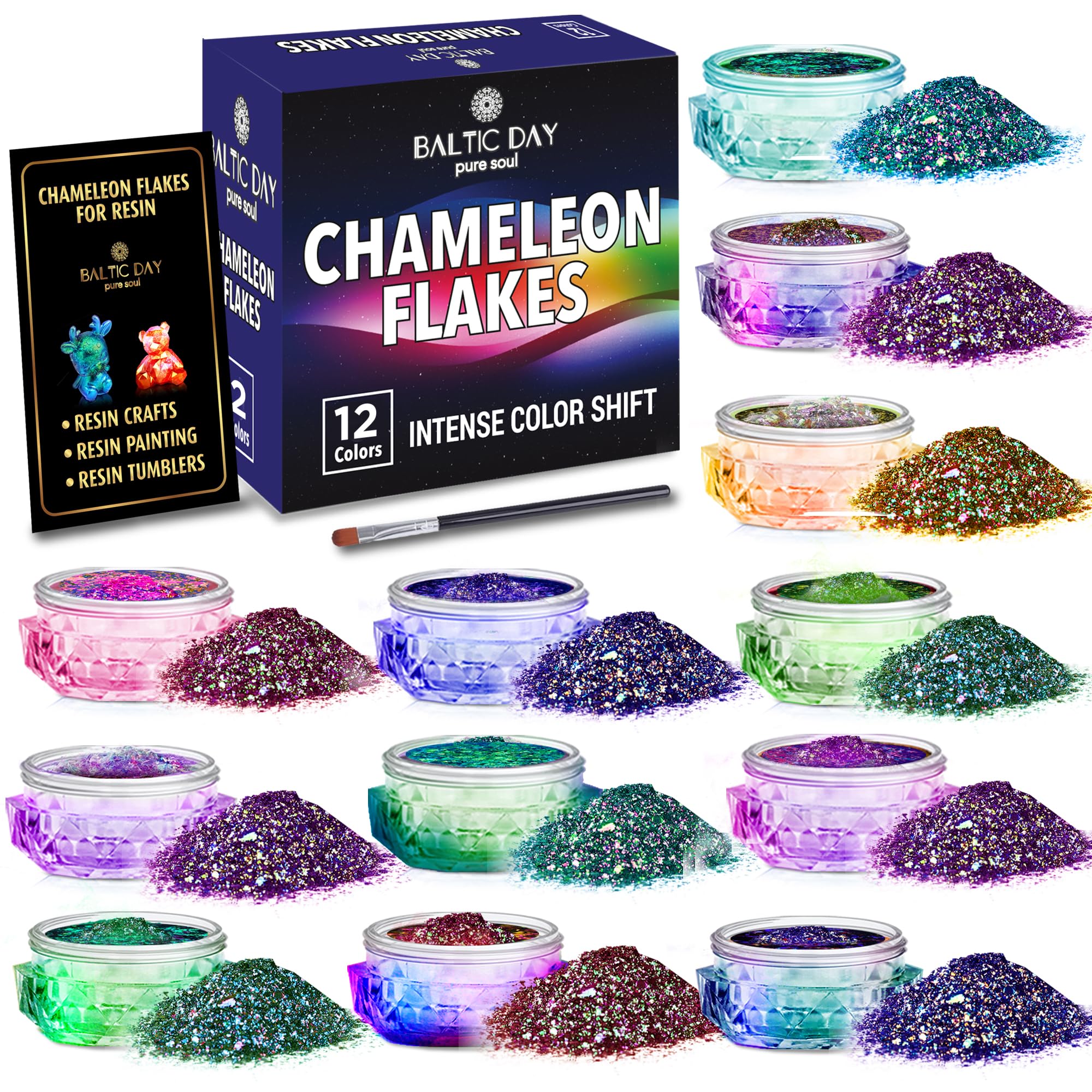 BALTIC DAY - Chameleon Flakes - Chameleon Flakes for Resin - Intense Color Shift Mica Pigment Powder for Resin Molds, Tumblers - Multi Chrome Flakes Pigment for Paint, Nail Art, Eyeshadow