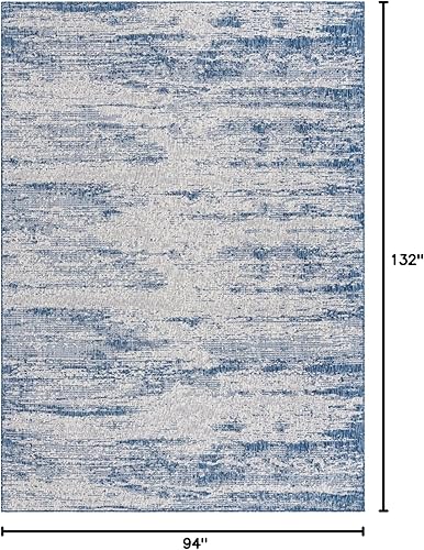 Miniatura 2 de Unique Loom Outdoor Modern Collection - Alfombra rectangular de 7 pies 10 pulgadas x 11 pies, color azul y marfil