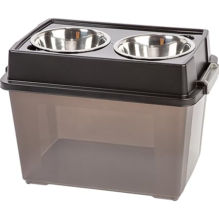 elevated dog dish with storage