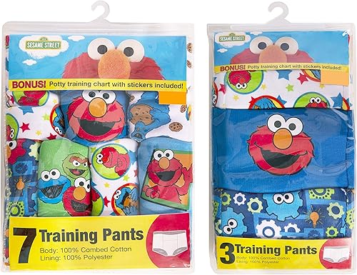 Miniatura 10 de Sesame Street Pantalones de entrenamiento unisex para niños pequeños con elmo, monstruo de galletas y pájaro grande con calcomanías y tabla de éxito