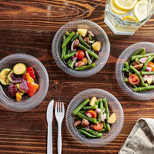 Miniatura 9 de PLASTICPRO Paquete de 40 platos de plástico transparente de 9 pulgadas, platos de plástico desechables duraderos para fiestas, eventos, barbacoas