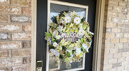 Miniatura 6 de XL Welcome Y'all Lemon & Daisy Summer & Spring Deco Mesh Front Door Wreath, Porch Patio Home Decor, Handmade, Unique Gift Idea for Her