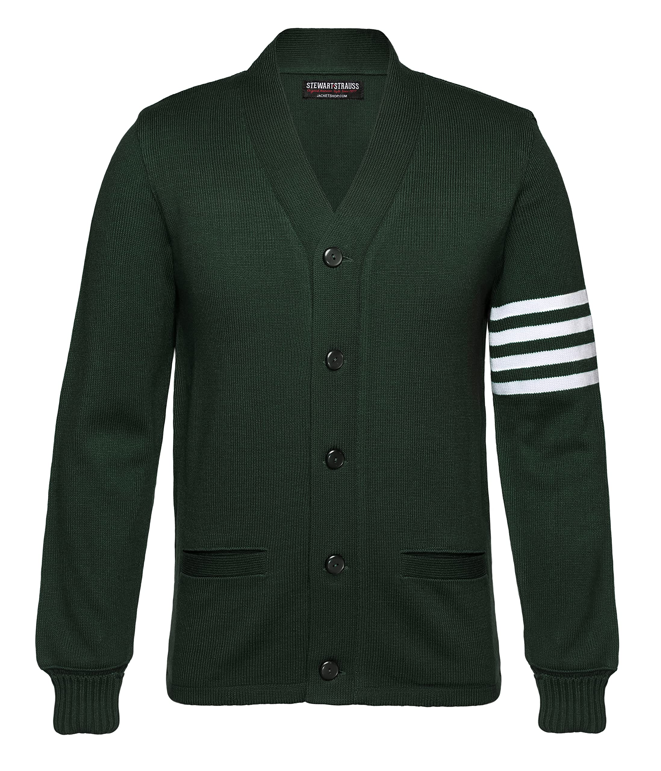 Stewart & Strauss Original American Style Cardigan Varsity Letter Sweaters Since 1977 (33 Team Colors) XXS to 6XL