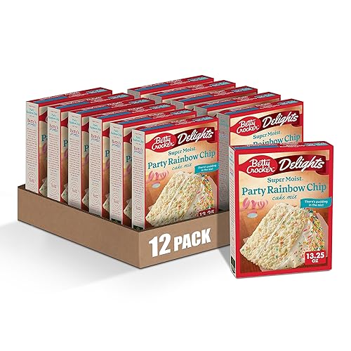 Betty Crocker Delights Super Moist Party Rainbow Chip Cake Mix, 13.25 onzas (paquete de 12)