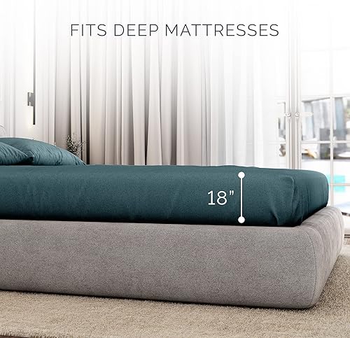 Miniatura 3 de Natemia Juego de sábanas bajeras de tamaño matrimonial  Jersey de algodón orgánico  Sábana de 54 x 75 pulgadas para colchón matrimonial de hasta 18