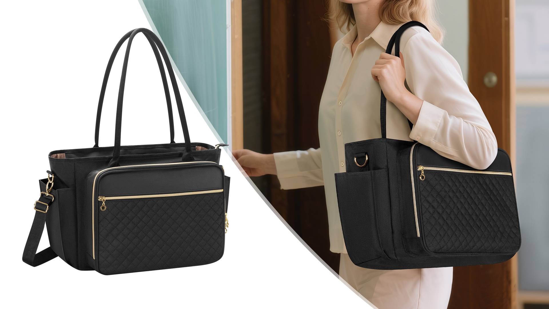 Luxja Borsa Per Insegnante - Tote Con Tasca Portadocumenti A Fisarmonica E Scomparto Laptop