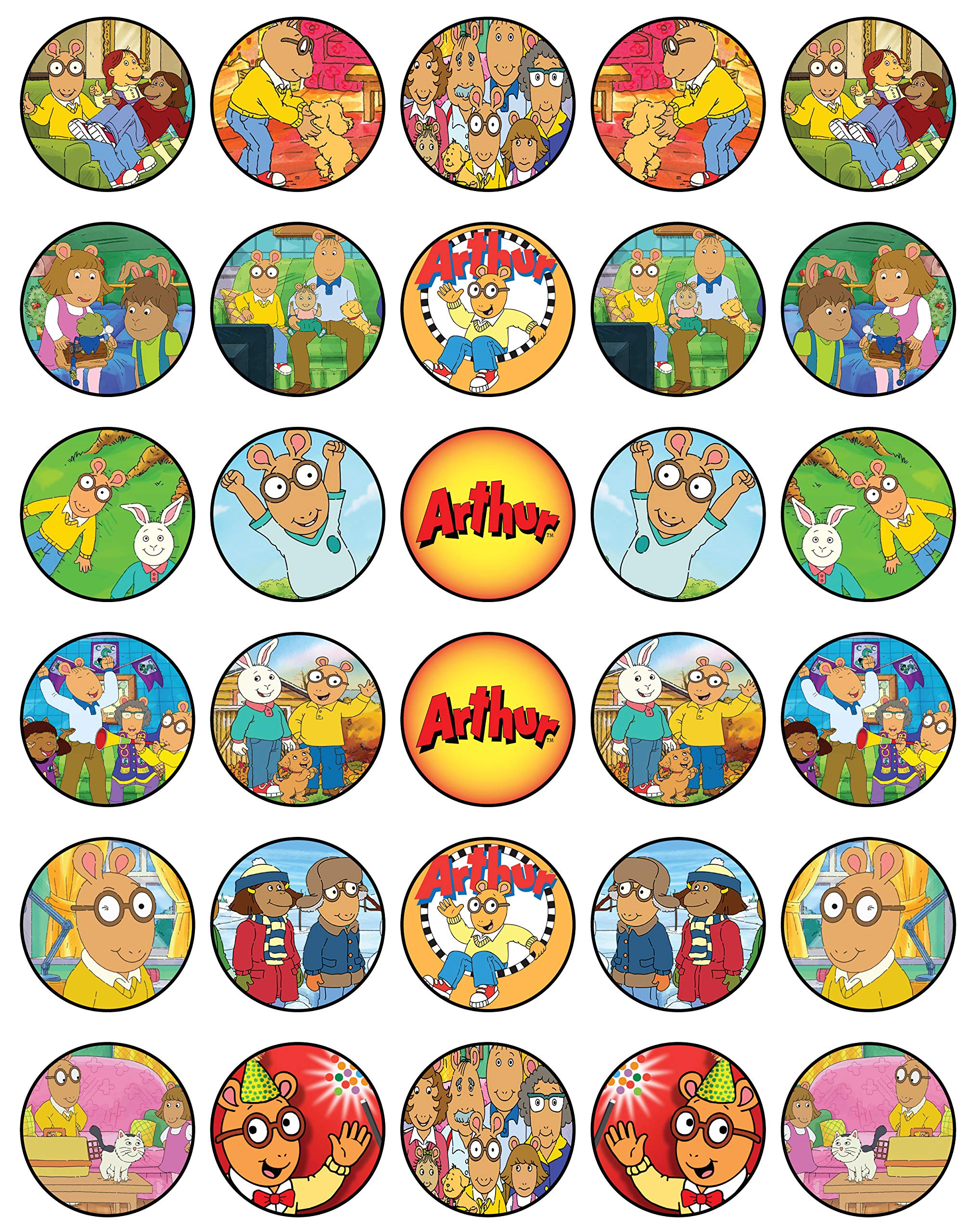 Buy 30 x Edible Cupcake Toppers Themed of Arthur Collection of Edible