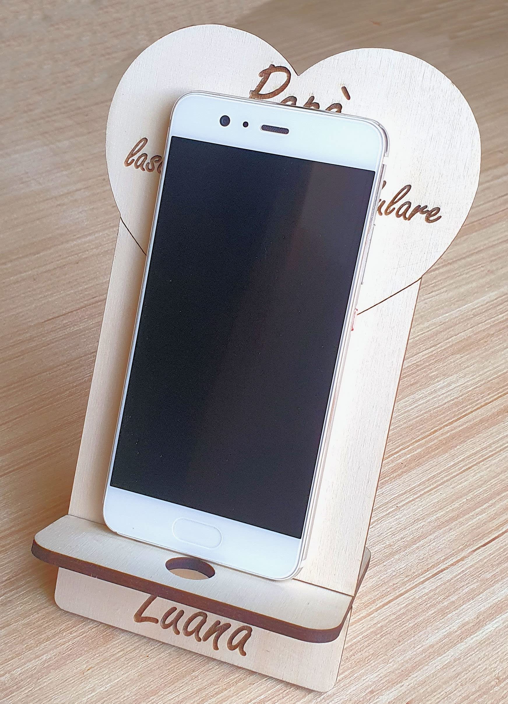 Porta cellulare personalizzato in legno - festa del papà- festa della mamma - posa cellulare - regalo originale - idee idea regalo legno personalizzato - babbo