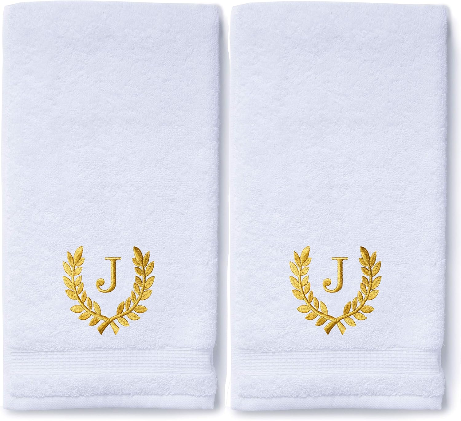 Decorative and Monogrammed Hand Towels for Bathroom Kitchen Makeup | Personalized Gift for Wedding-Bridal | Roman Font Custom Luxury Turkish Towel | Spa Collection, Oversized, 16 X 30 Inch, Set of 2 image 2