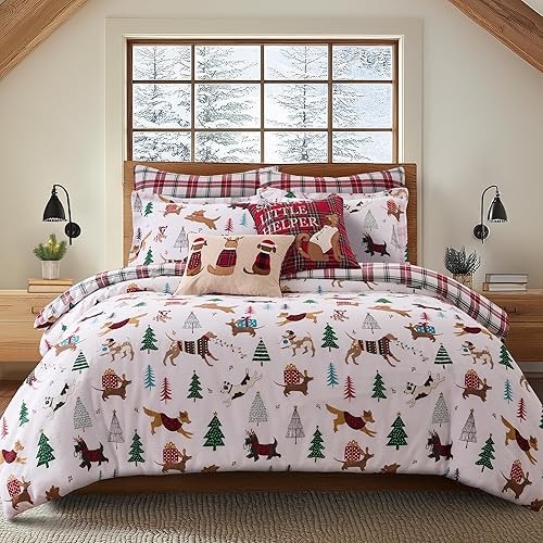 Miniatura 5 de Levtex Home - Juego de funda de edredón Jingle Paws - Funda individual (68 x 88 pulgadas) + una funda (20 x 26 pulgadas) - Perros de vacaciones -