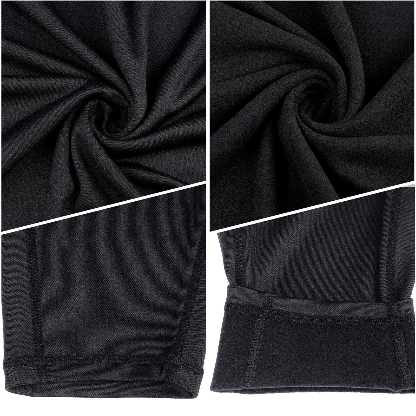 Gli Uomini di Inverno della Biancheria Intima Termica Set Foderato in Pile Caldo Stirata Stretti Livelli di Compressione Base Top Bottoms Copre I Vestiti Cloth (Color : Black, Size : L.)