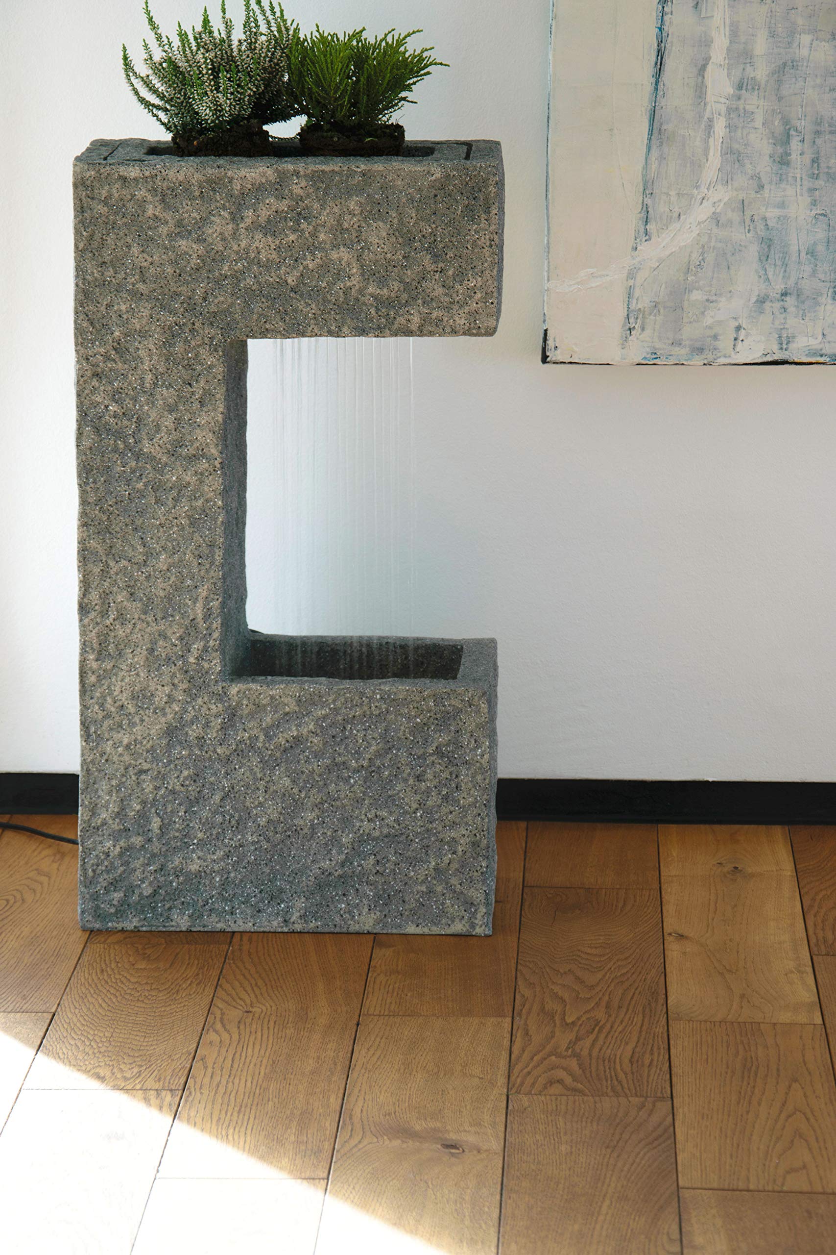 dobar® 96170e Ceres Design fontanna ogrodowa, duża, oświetlenie LED, wodospad, żywica poliestrowa, fontanna do ogrodu, na taras, balkon, 37,5 x 20,5 x 70 cm