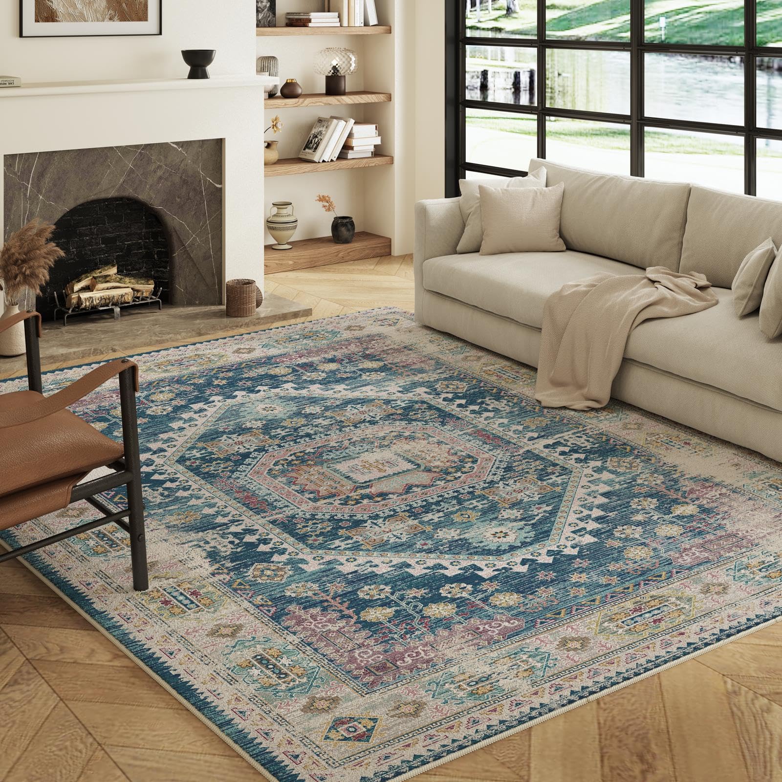 Decoranddecor Machine Washable Area Rug Faux Wool Polyester Non-Slip TPR Backing Robot Hoover Friendly Pet Safe 6mm Pile - Soreli 200 x 290 cm โ image 1