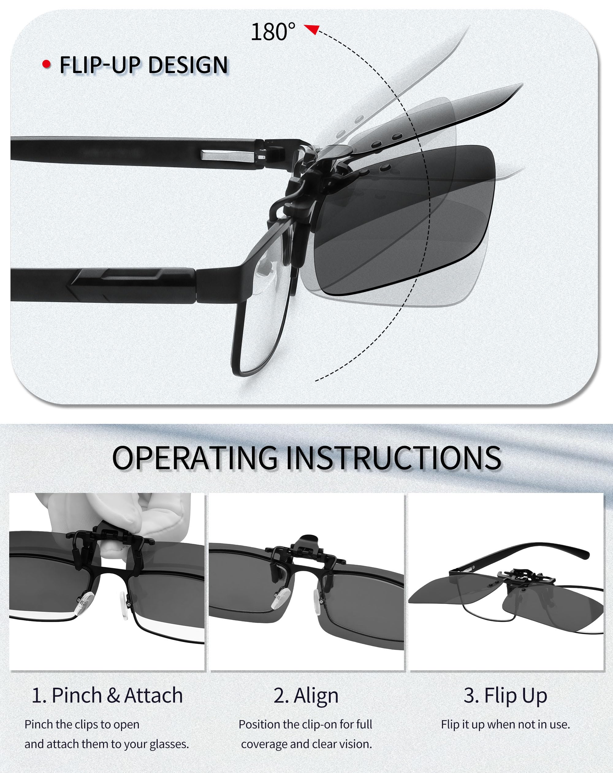 Joopin 2 Paires Lunettes de Soleil Polarisées à Clipser Homme Femme, Ultra léger Surluenttes de Soleil Protection UV400