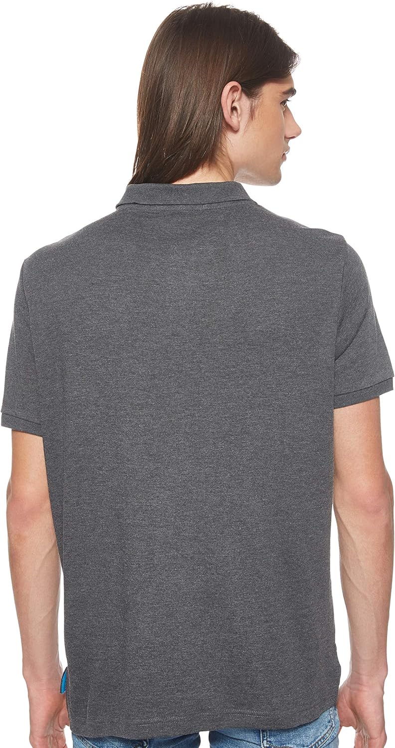 U.S. Polo Assn. Men's Solid Short Sleeve Interlock Polo Shirt, Golf Shirts for Men, Business Casual Polos X-Large Heather Dark Gray image 2 of 6 B00PUAUANM