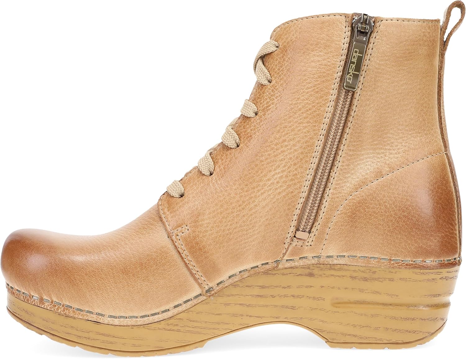 Dansko Sigourney Classic Stapled Clog in Lace-Up Boot Style for Women - Anti-Fatigue Rocker Bottom Promotes Forward Foot Motion - Image 6