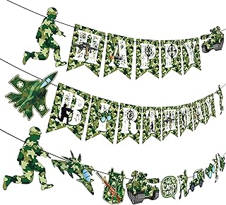 Army Soldier Birthday Party Banner Camo Hero Party Green Camouflage Decorations for Military Soldier Themed Party Baby Shower Supplies