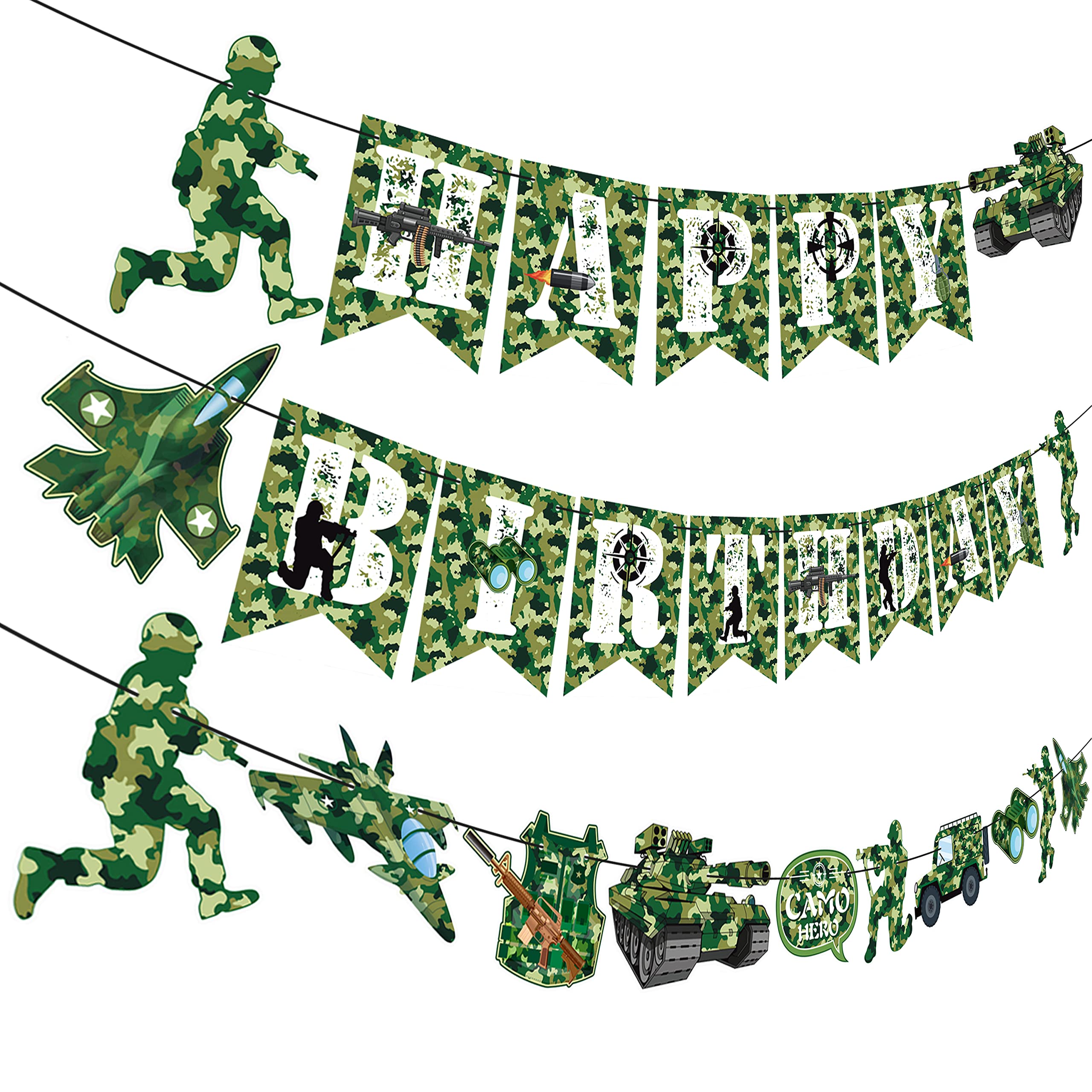 C L cooper life Army Soldier Birthday Party Banner Camo Hero Party Green Camouflage Decorations for Military Soldier Themed Party Baby Shower Supplies