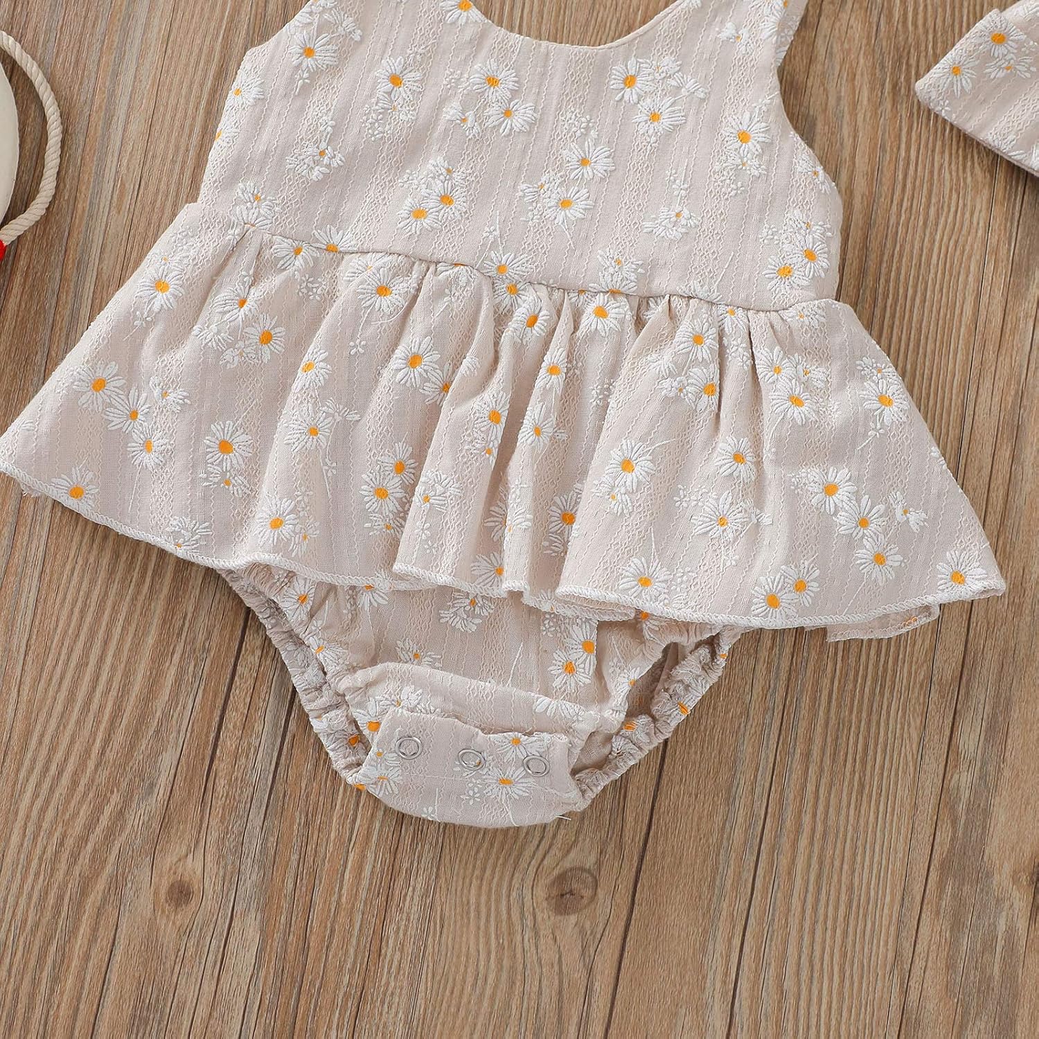 Baby Girls Daisy Playsuits Bodysuit+Headband Print Halter Romper Floral Jumpsuit Infant Onesie Summer Clothes - Image 5
