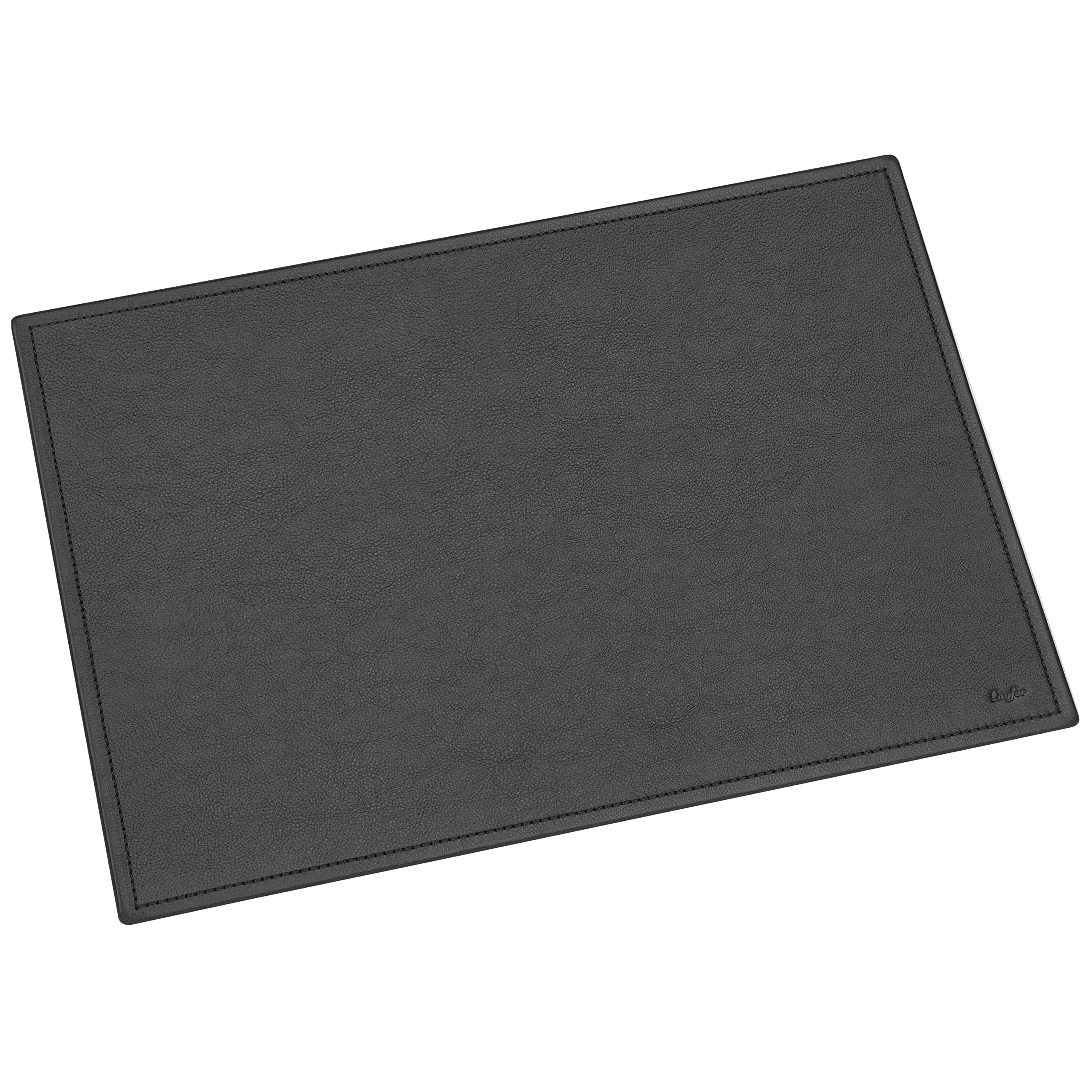 Läufer 38626 Modena Schreibtischunterlage, 30x42 cm, fein genarbtes Rindsleder, schwarz, Handgefertigt aus Echtleder in Deutschland, Schreibunterlage aus Leder