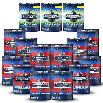Chinook Seedery Smokehouse BBQ 4oz 12 Pack & Jalapeno Ranch 4oz 3 Pack Combo - Roasted Jumbo Sunflower Seeds - Keto Snacks - For Snack Packs - Gluten Free, Non GMO Snack Food Gifts