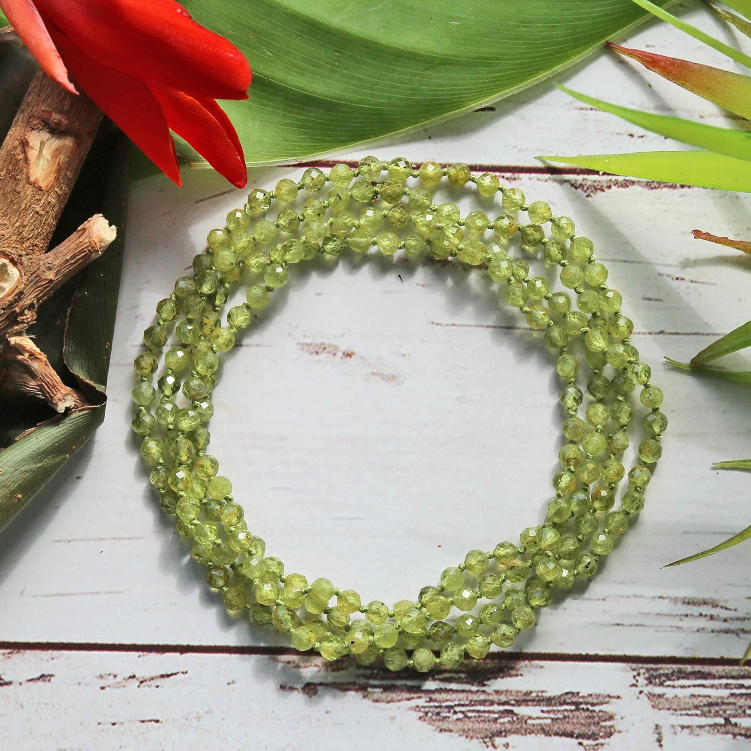 36-inch Opera Length 3.5-5MM Micro-cut Petite Size Semi-precious Stone Dainty Light Weight Mala Chakra Infinity Slip-on Style Beaded Necklace or Wrap Bracelet for Women.