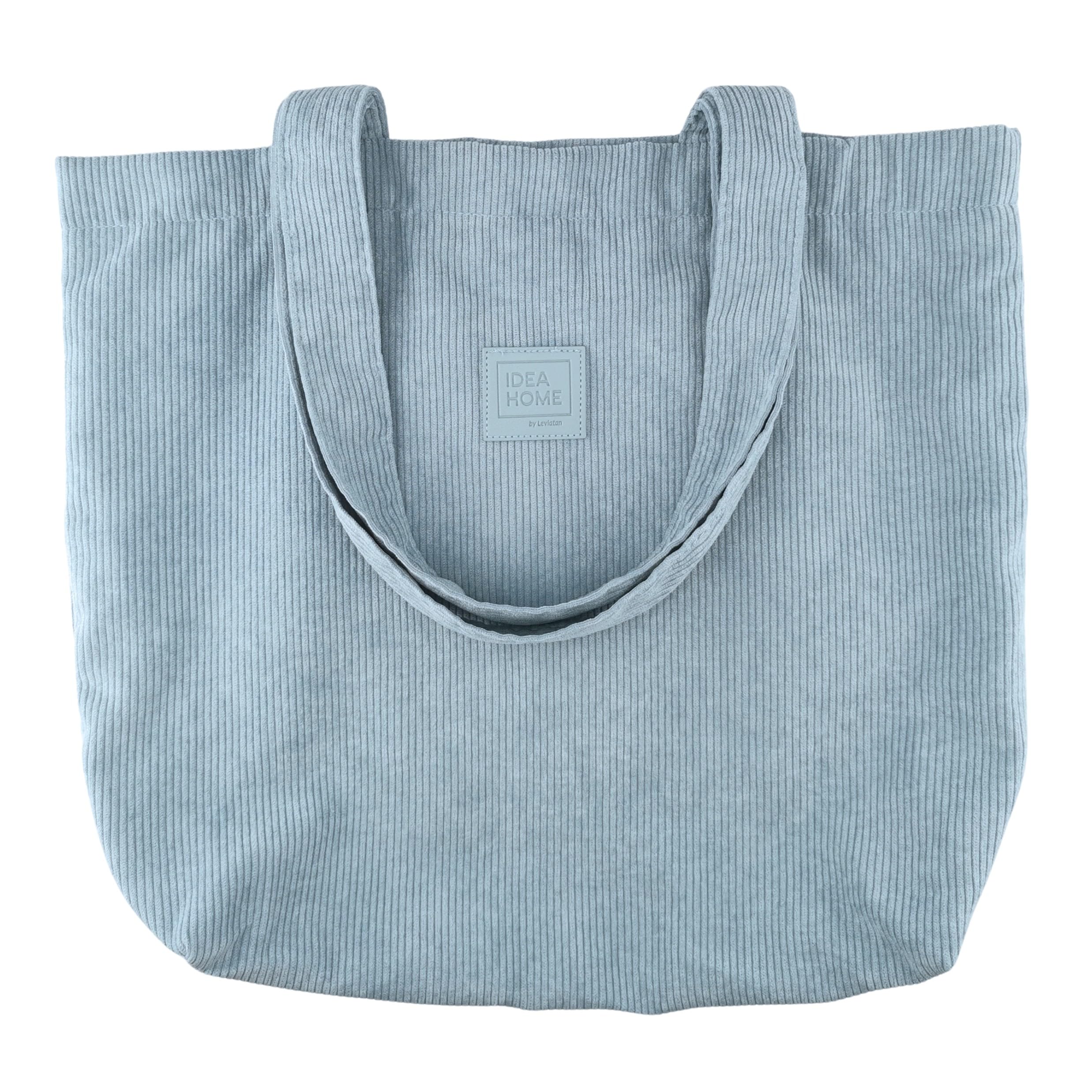 IDEA HOME Manhattan Corduroy Tote Bag 45x40 cm with Magnetic Closure and Double Handles – Stylish and Durable Shopper Bag for Everyday Use, Blue