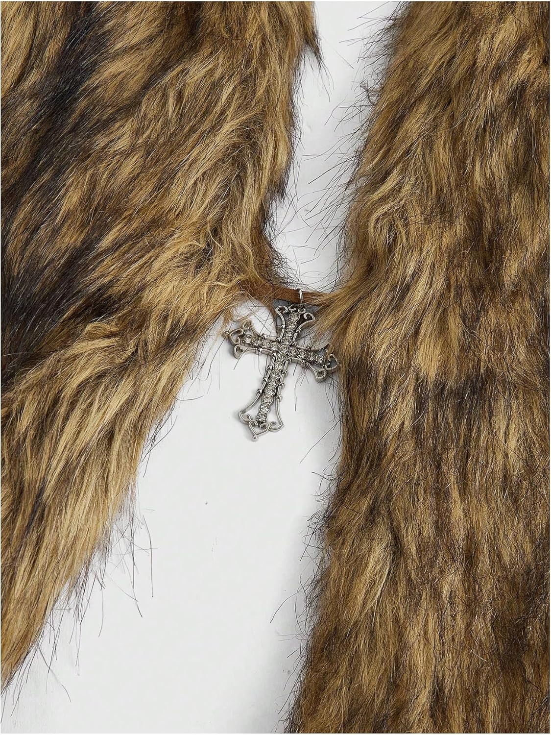 WDIRARA Women's Faux Fur Halter Vest Sleeveless Tie Backless Fuzzy Tank Top Rave Party Sexy Y2K - Image 4