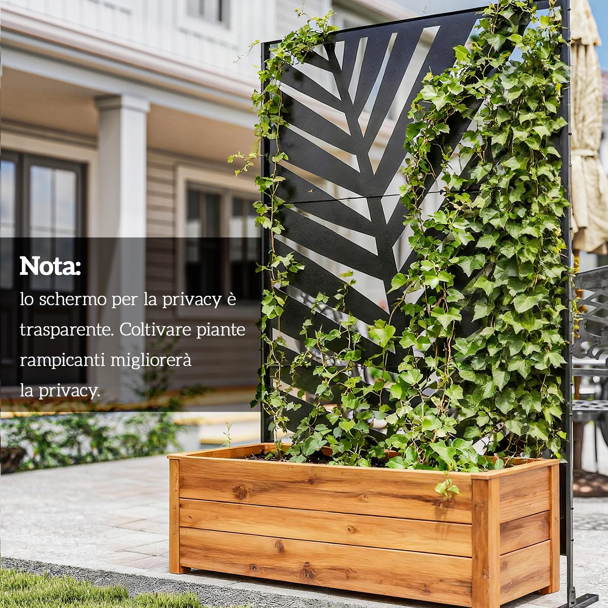 Outsunny Pannello Privacy Esterno in Metallo 122x198 cm Foglia di Banana | Divisorio Decorativo da Esterno con Supporto e Viti di Espansione, Pannello Autoportante, Giardino Terrazza Piscina