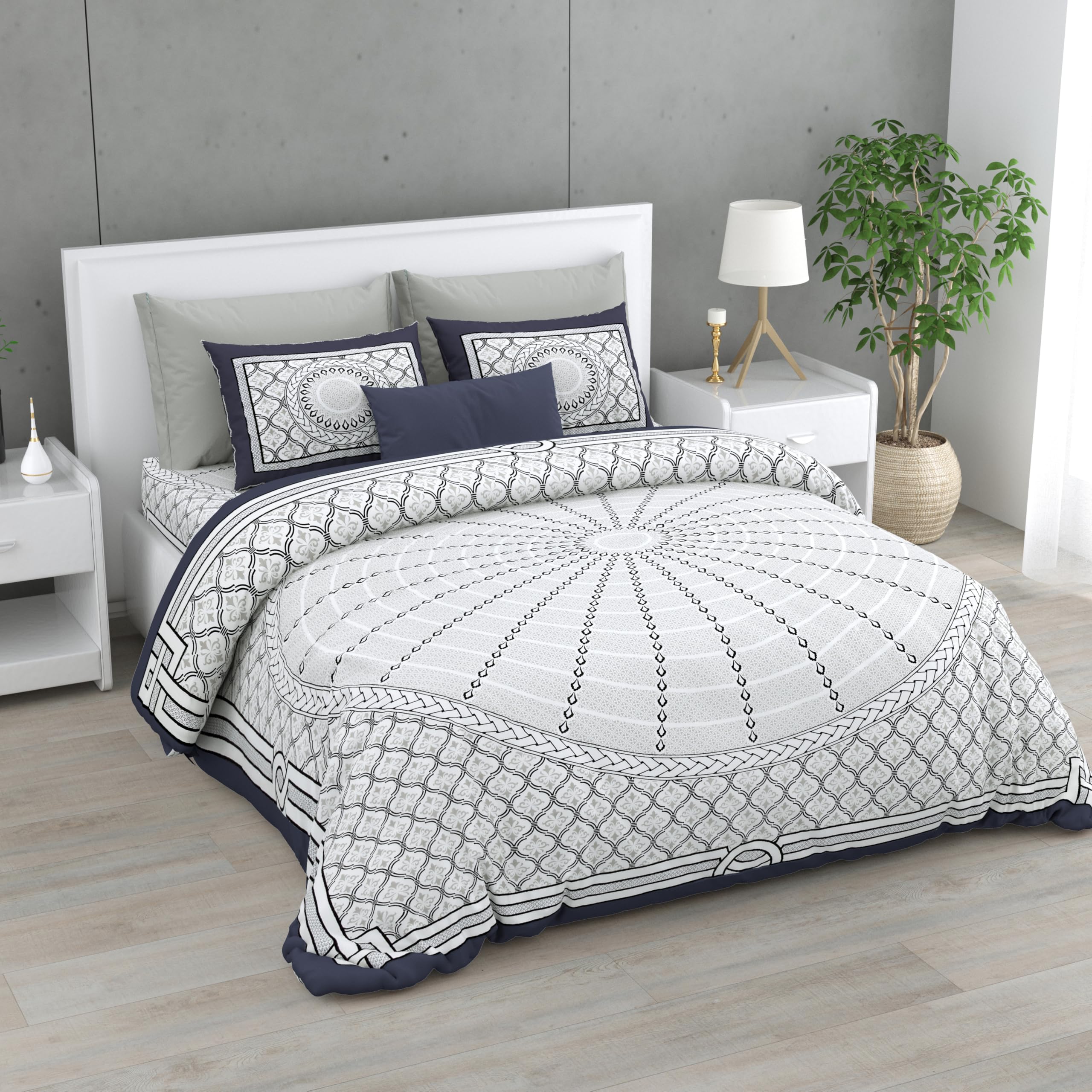 Jaipuri Block Print King Size Cotton Bedsheet Set -6