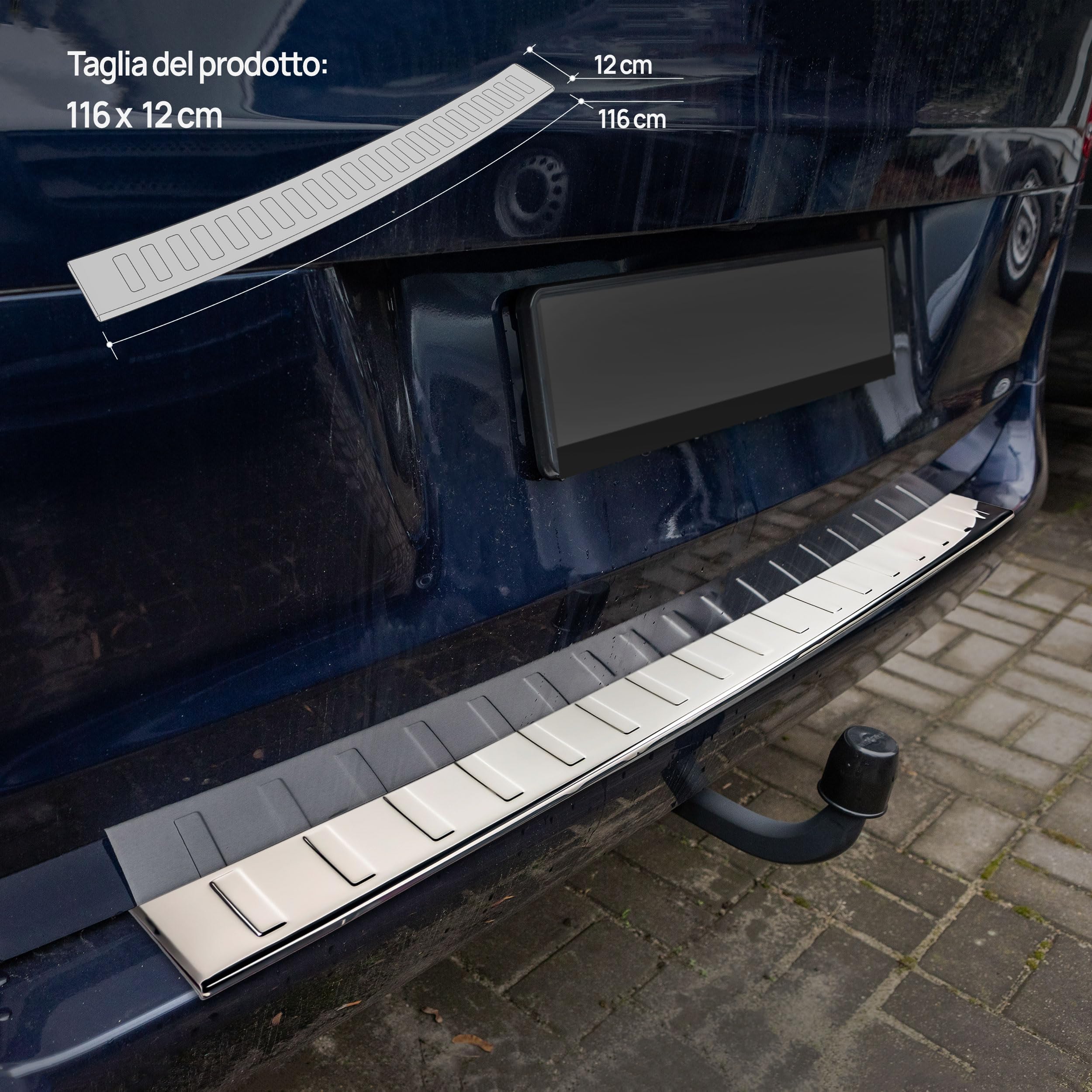CHROMEMASTER | Compatibile con Mercedes Vito, V-Classe W447 2014+ | Protezione soglia di carico protezione paraurti | Acciaio inossidabile lucidato/cromato | Listello di protezione della vernice
