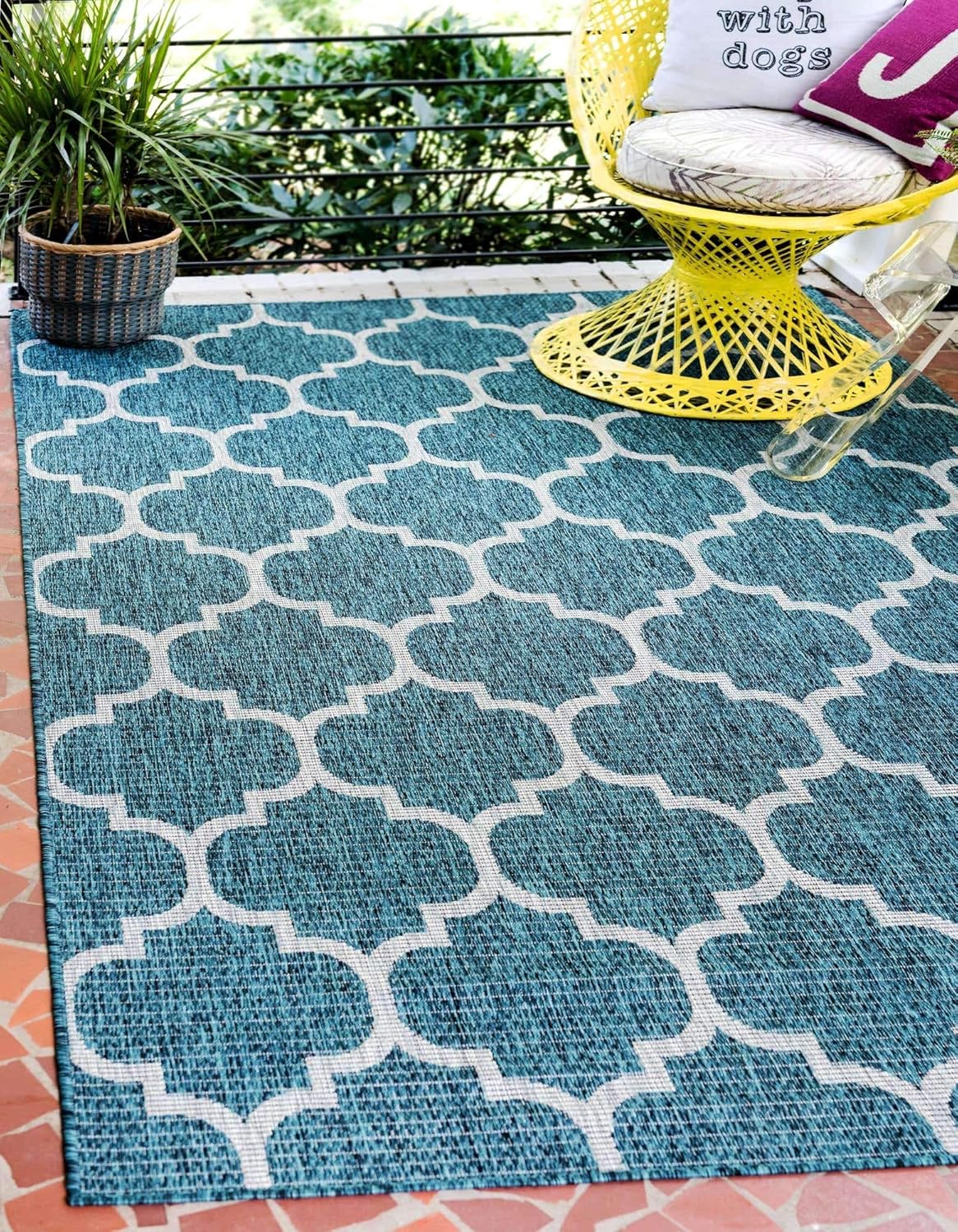Unique Loom Tappeto Outdoor Trellis Collection - Griglia Geometrica 245x345 Cm - Marrone E Beige - Uso Interno/Esterno