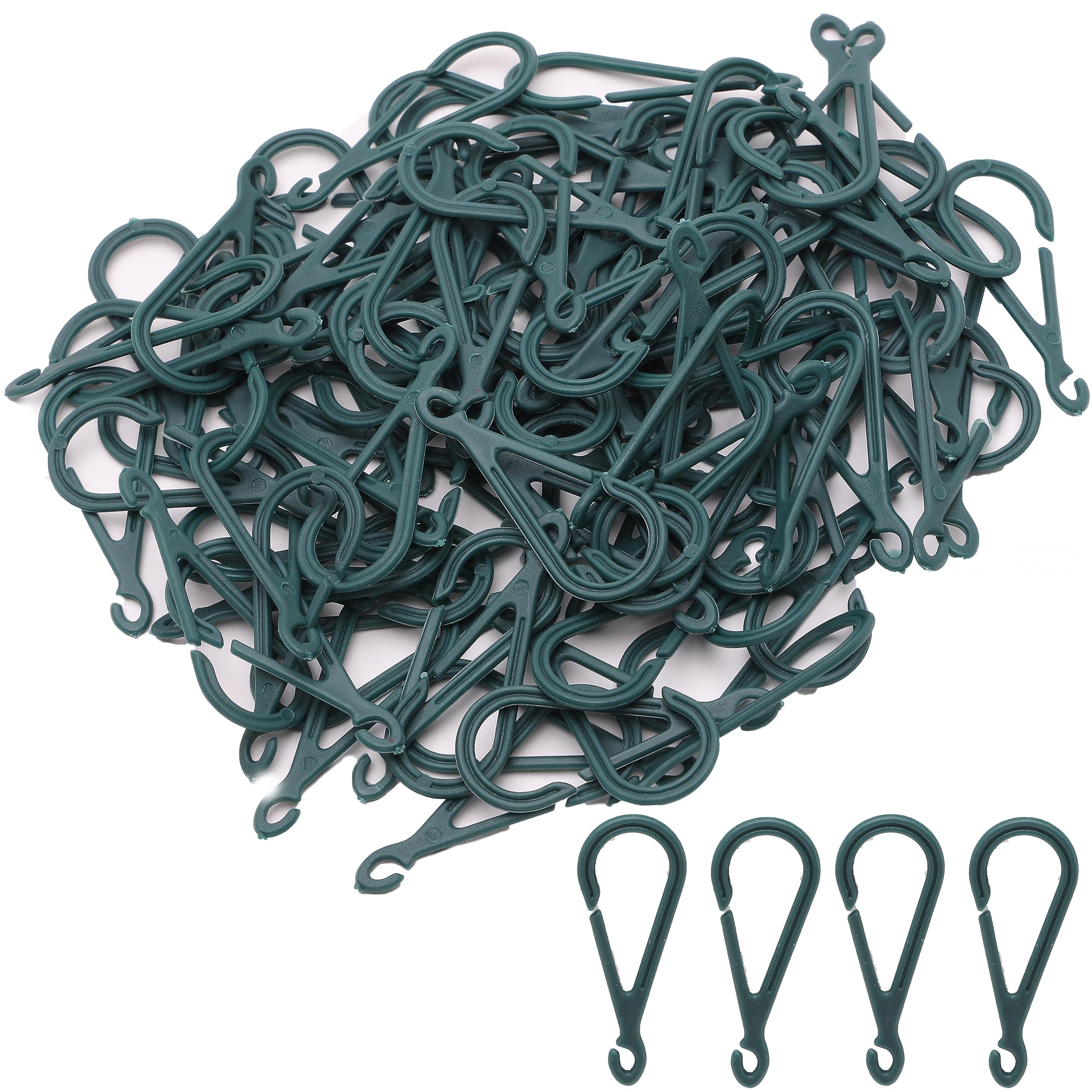 Toyland® Pack of 100 Christmas Ornament Hooks - Green Plastic Bauble Hanging Attachments - Christmas Decorations