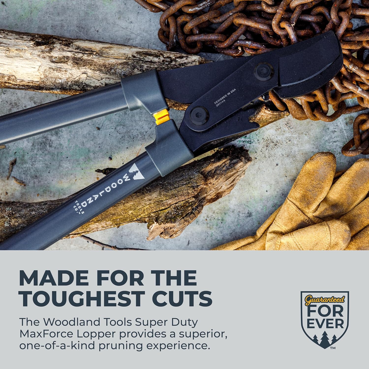 Woodland Tools Super Duty Lopper, 32 Inch Geared Bypass Branch Cutter with Soft Grip Handles, Manual Tree Limb Cutter for Thick Branches, Heavy Yard Work, and Seasonal Pruning