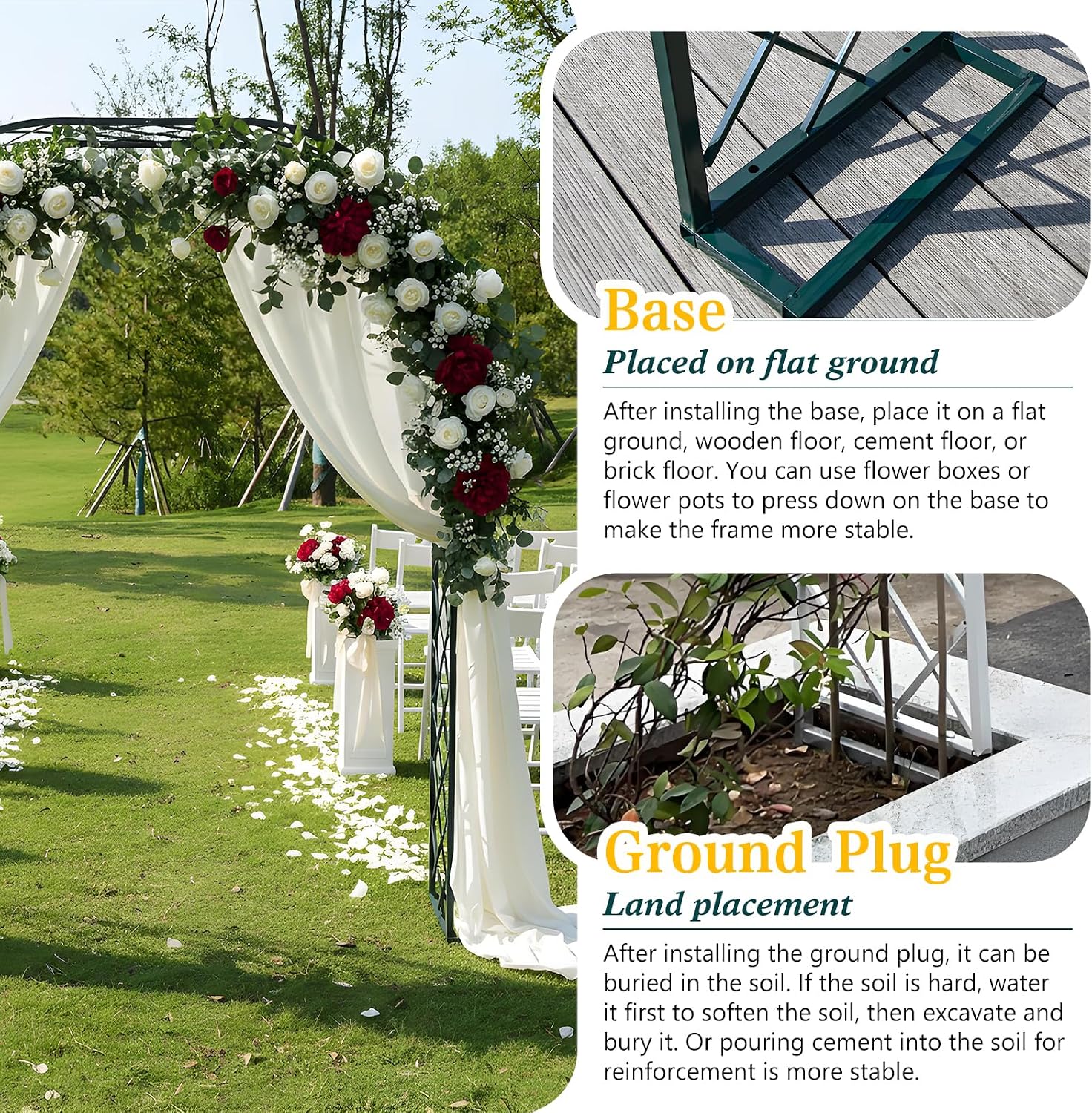 Garden Arch Trellis for Climbing Plants Outdoor Metal Garden Trellis Wide Sturdy Garden Arbor Arches Backdrop Stand for Lawn, Party, Ceremony, Wedding, Decoration Black 55.1''×15.7''×H86.6''
