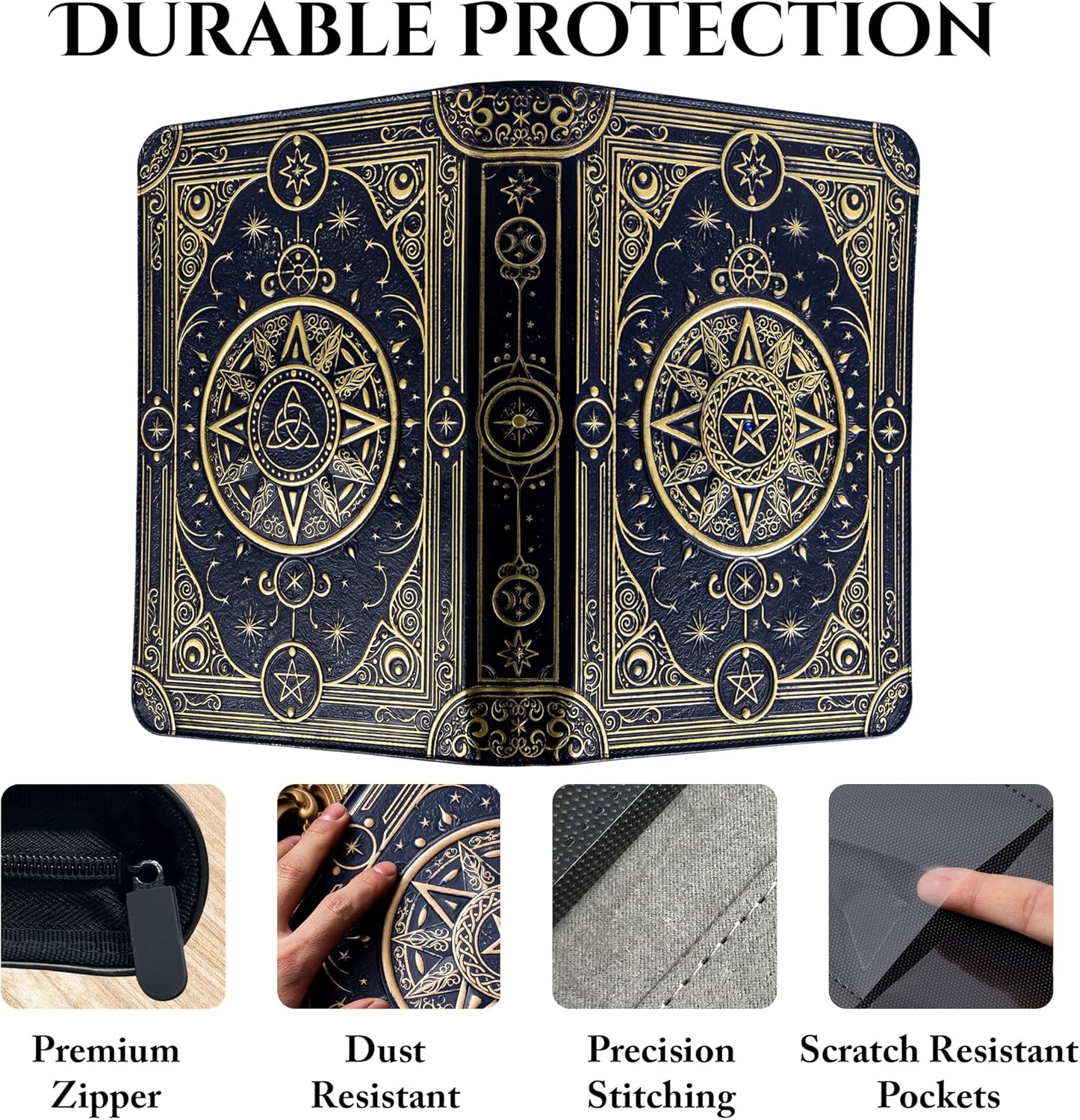 Star Mage Trading Card Binder - 9 Pocket Ringless TCG Binder, 3D PU Leather - Premium 432 Side-Loading Pockets - Perfect Storage Holder for MTG, and Many TCG & Trading Card Collections (Blue Jewel)