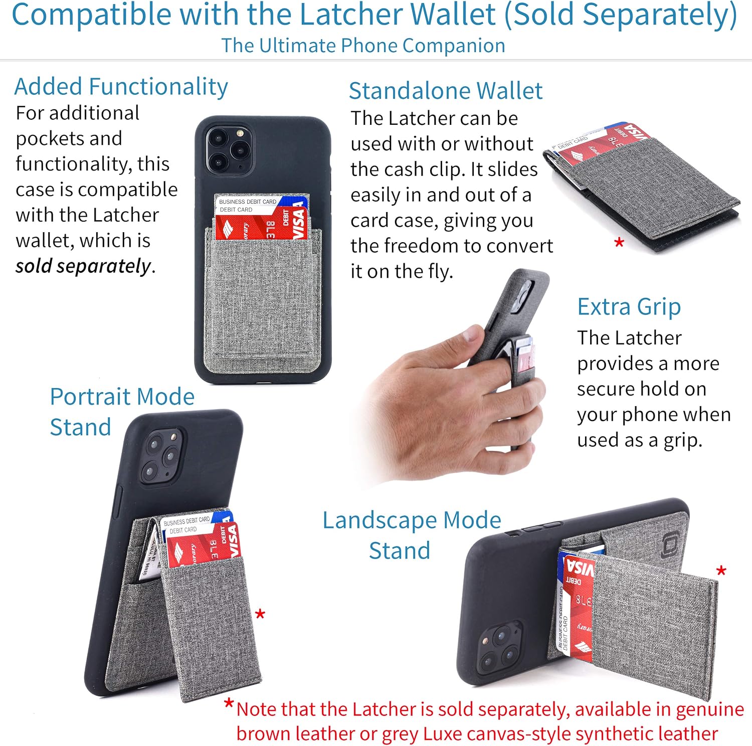 Dockem iPhone 11 Pro Liquid Silicone Luxe Wallet Case: Protective Card Case with Built-in Metal Plate for Magnetic Mounting & 2 Credit Card Holder Slots (5.8", M2L M-Series, Black w/Grey)