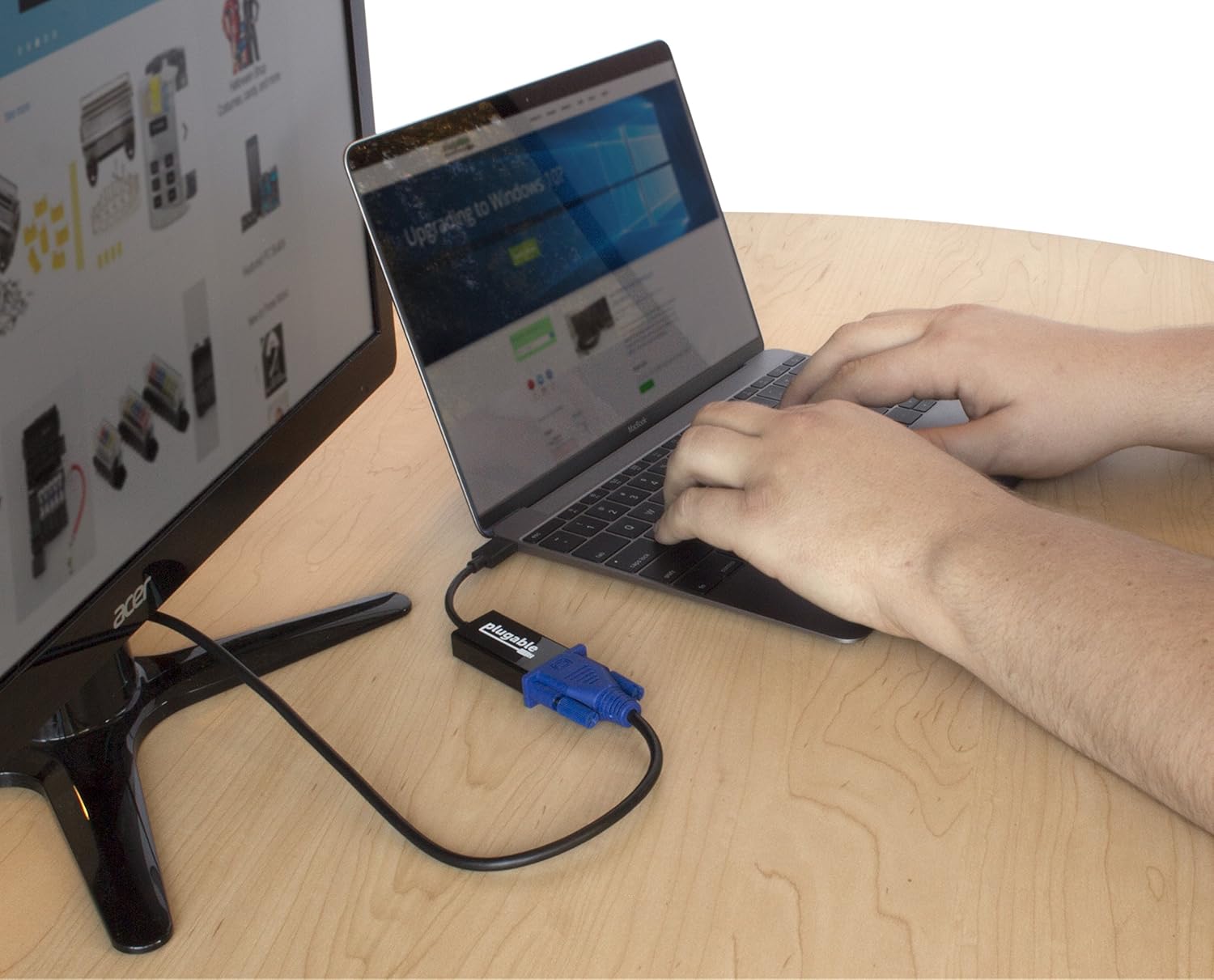 Plugable USB C to VGA Adapter - Driverless, Compatible with 2018 iPad Pro/MacBook Air/MacBook Pro, Surface Book 2, Thunderbolt 3 & More, Supports Resolutions up to 1920x1200 @ 60Hz.